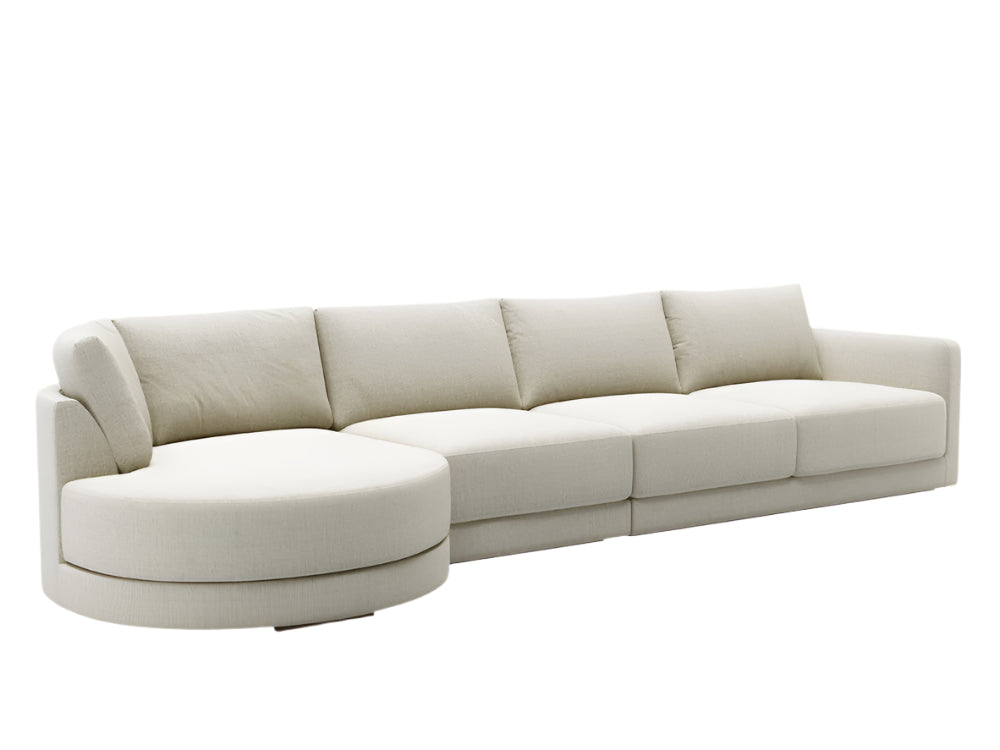 Basel 4 Seat Round Left Chaise Sofa, Dover Oat Fabric