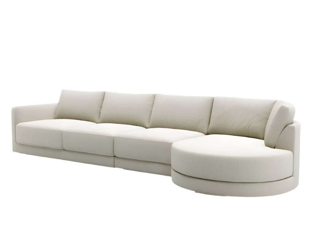 Basel 4 Seat Round Right Chaise Sofa, Dover Oat Fabric
