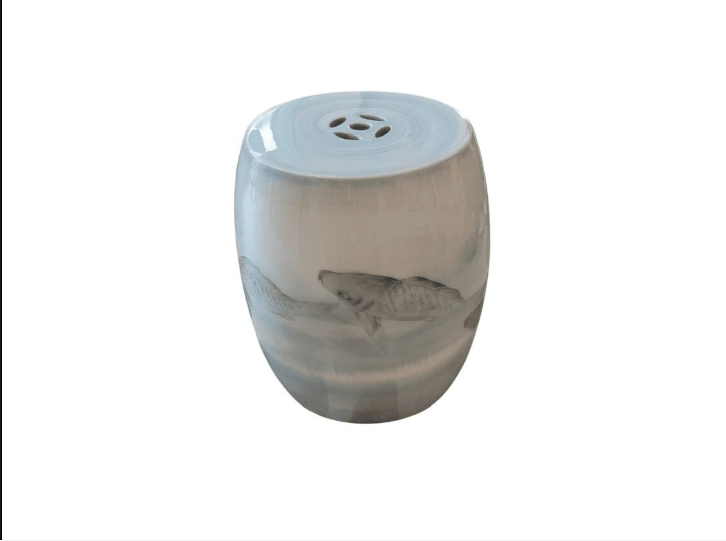 Koi Fish Ceramic Stool, Blue