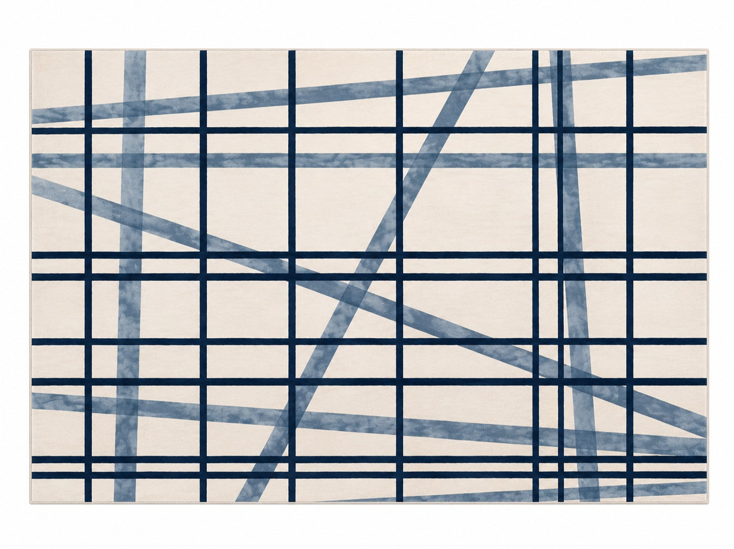 Mondrian Check Rug, Blue (L)