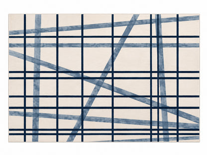 Mondrian Check Rug, Blue (L)