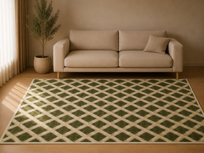 Malvina Rhombus Rug Green
