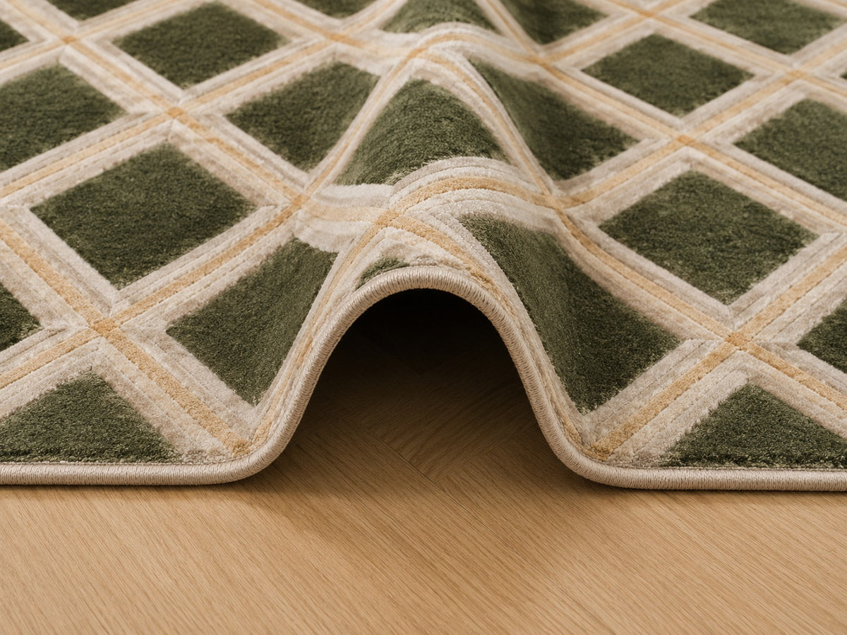 Malvina Rhombus Rug Green