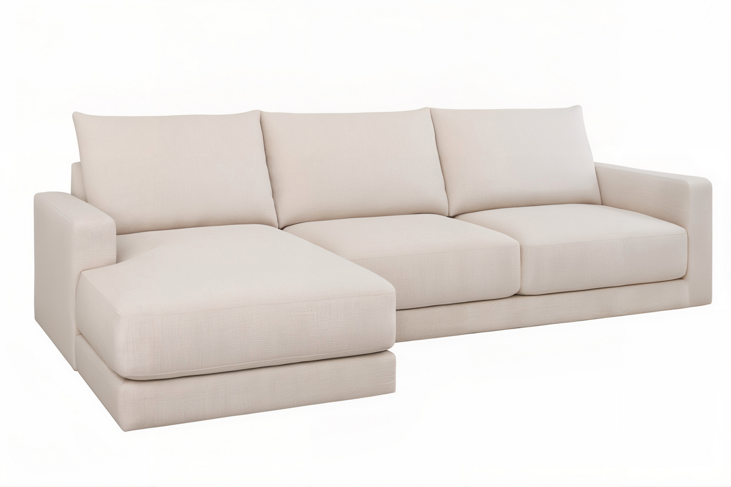 Basel 3 Seat L Shape Left Sofa, Dover Oat (Storage Chaise)