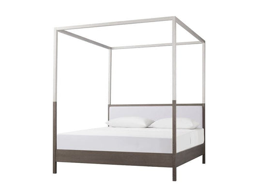 Chelsea Canopy US King Bed, Smoked Oak & Warm White
